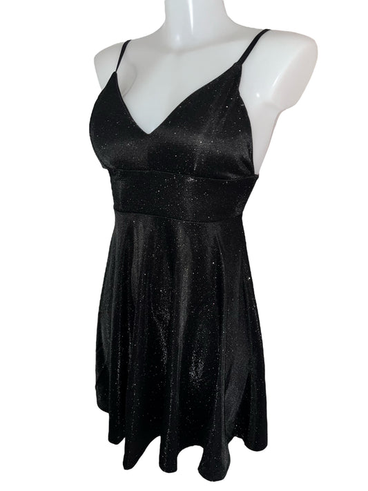 Glitzer Kleid mit Reißverschluss - Schwarz